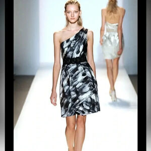 Lela rose ready to wear satin on shoulder mini dress